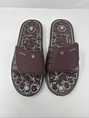 Brown Massage Slide Sandals with Acupressure Nodes XL